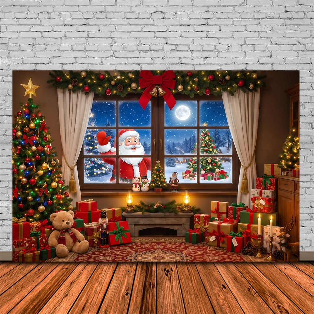 Santa Fotohintergrund Fenster Geschenkauslage Weihnachtsmusik RR610-19