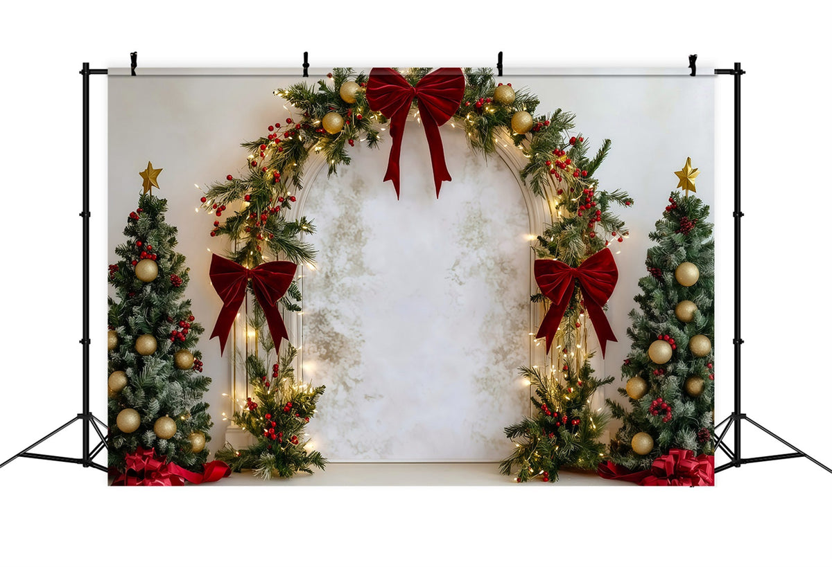 Weihnachtlicher Hintergrund Roter Schleifen Ornamentbogen RR610-20