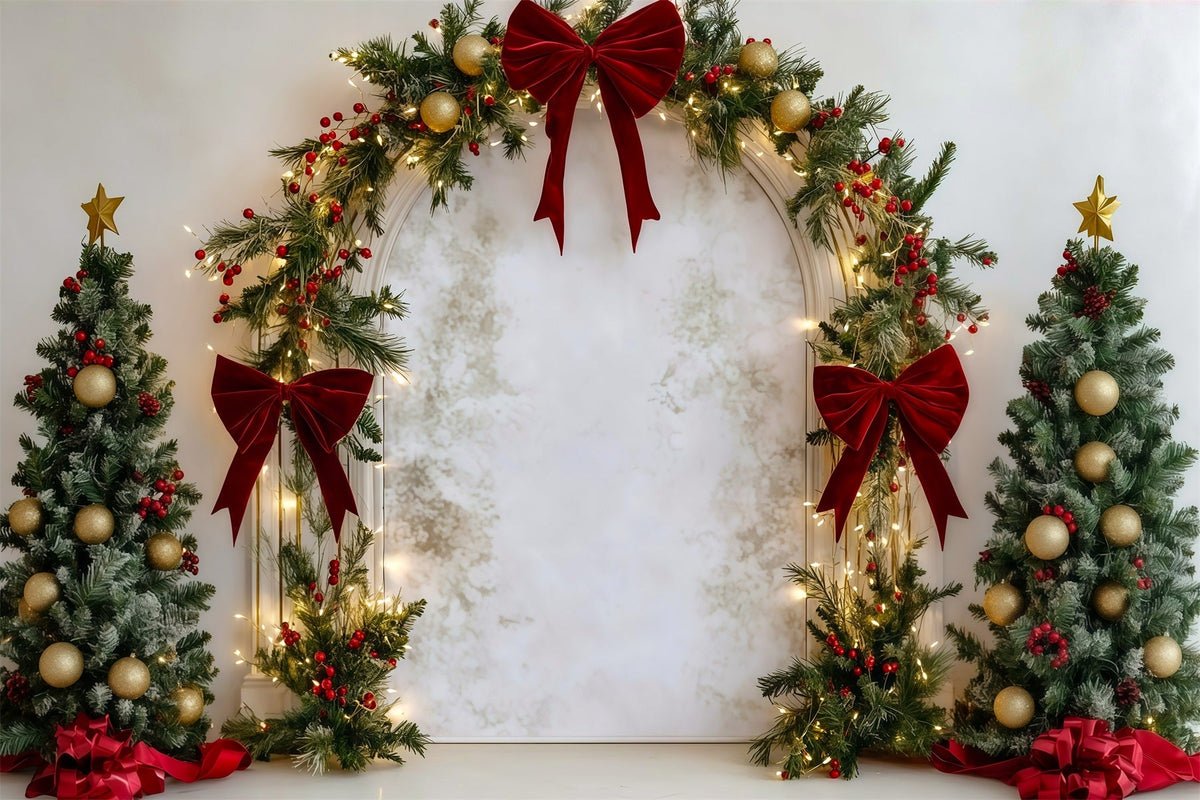 Weihnachtlicher Hintergrund Roter Schleifen Ornamentbogen RR610-20