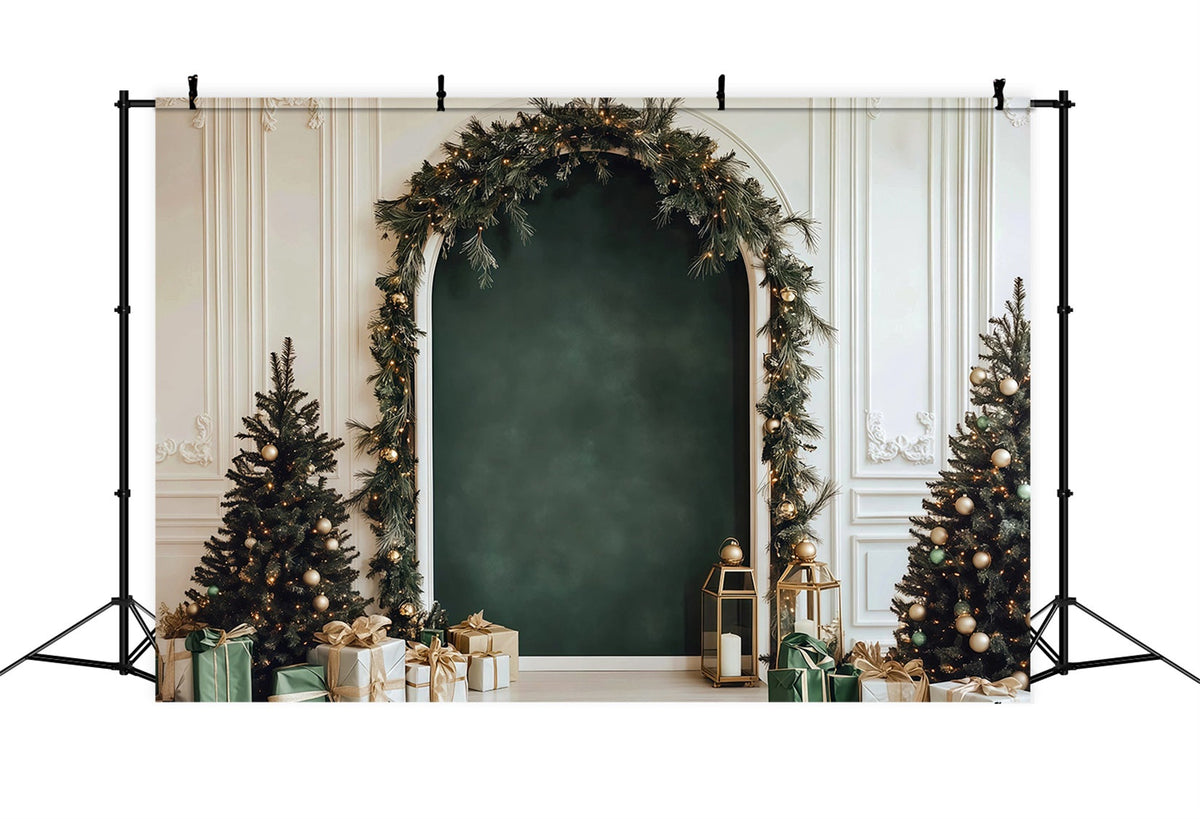 Weihnachtlicher Hintergrund Eleganter Grüner Girlandenbogen RR610-36