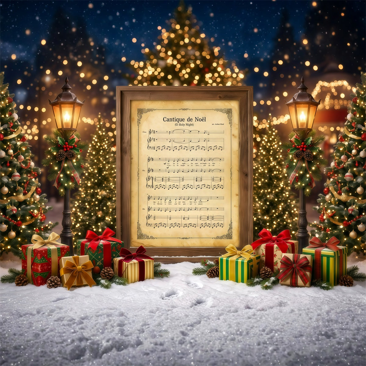 Weihnachtlicher Notenblatthintergrund Vintage Weihnachtslied Musikdekoration RR610-39