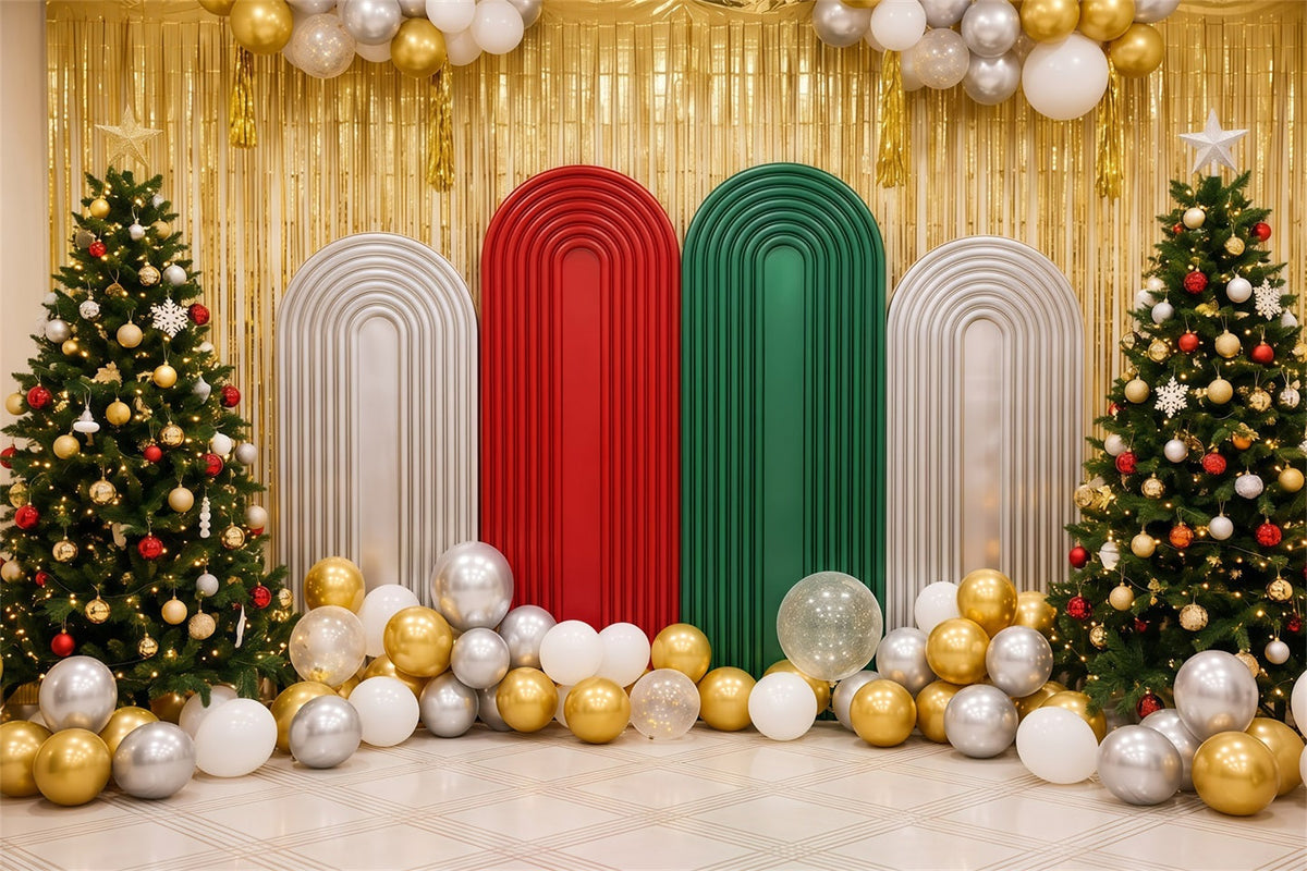 Weihnachtlicher Urlaubshintergrund Goldener Ballonbogen Dekoration RR610-41