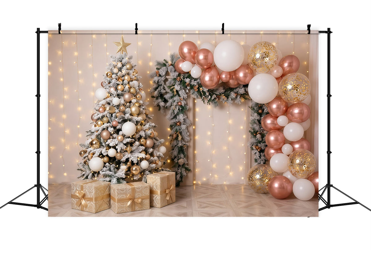 Weihnachtlicher Ballonhintergrund Roségoldene Ballondekoration Retro-Weihnachten RR610-44
