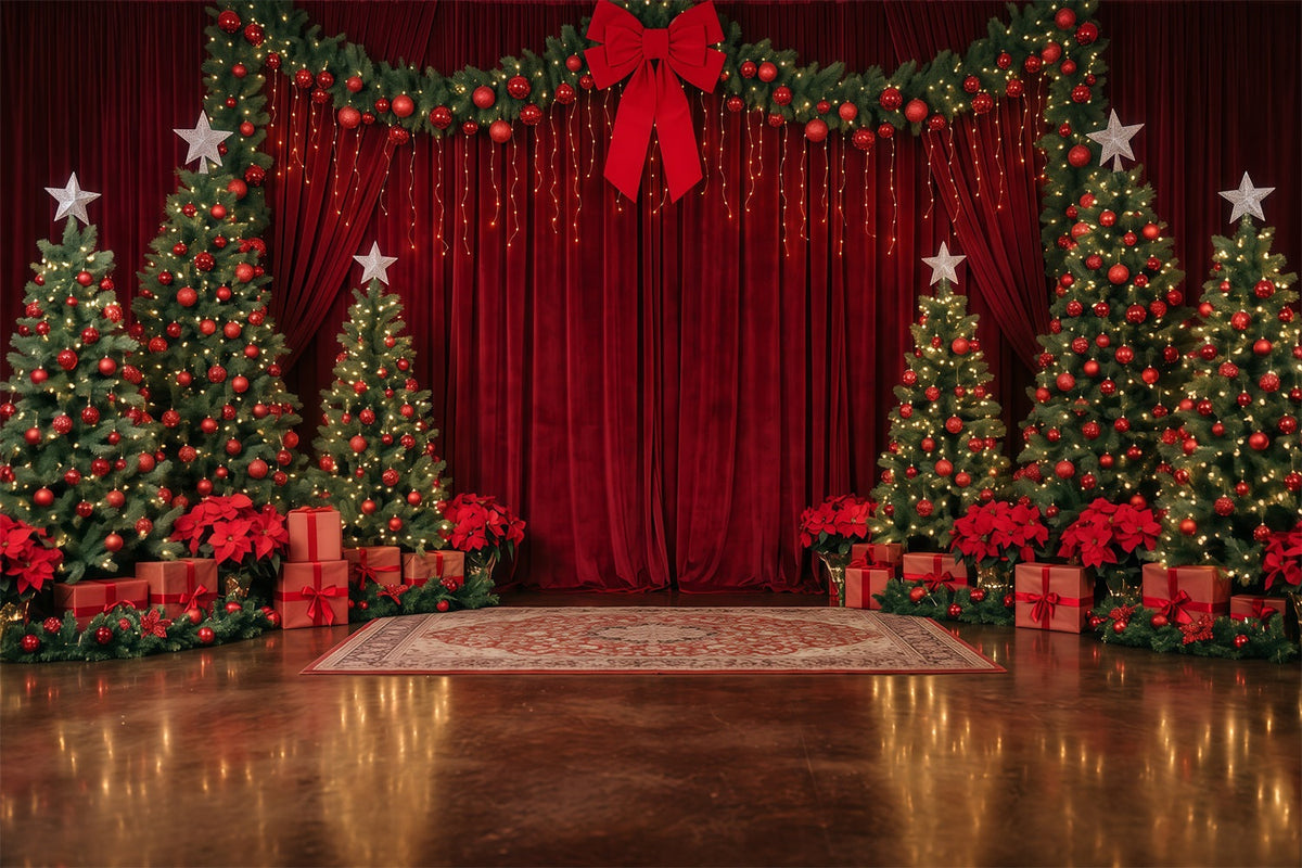 Weihnachtlicher Bühnenhintergrund Roter Samt Weihnachtsbaum-Dekoration RR610-69