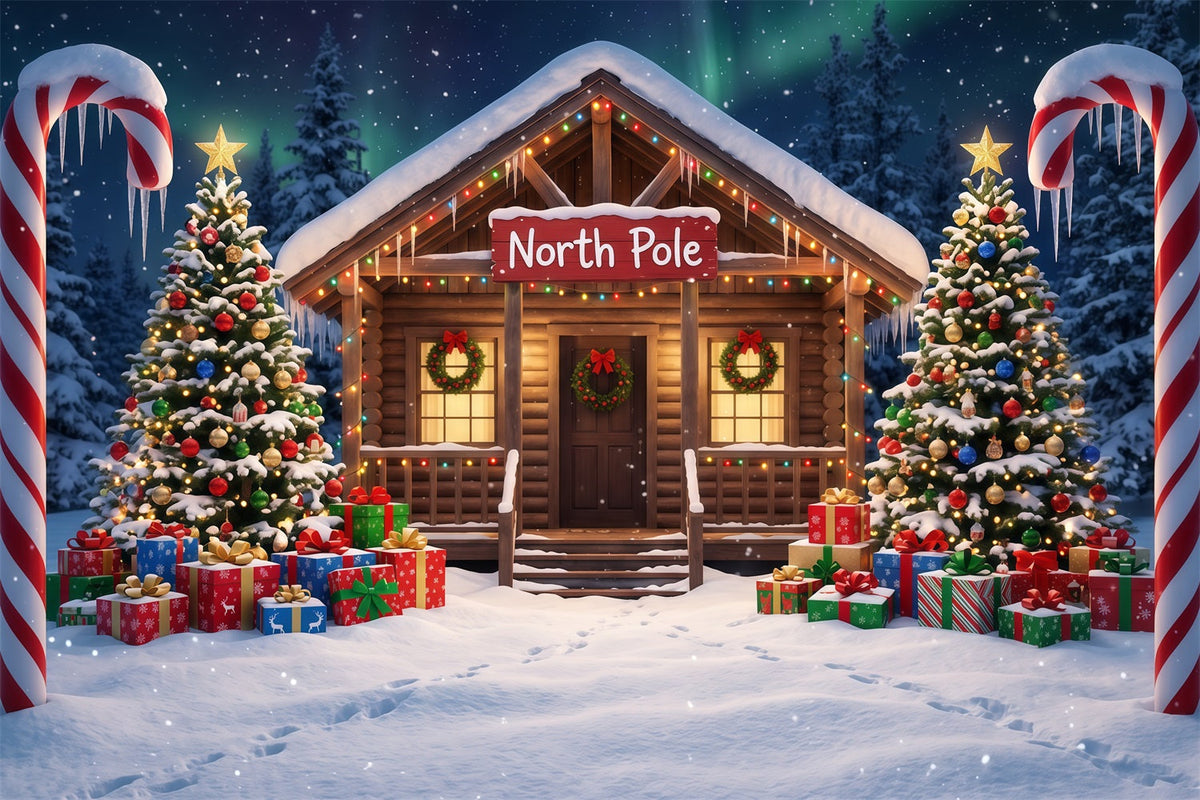 Nordpol-Fotohintergrund Zuckerstangen-Hütteneingang RR610-86