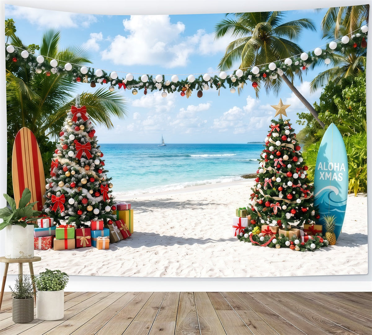 Tropischer Weihnachtshintergrund Meer Strand Surfbrett-Dekoration RR610-87