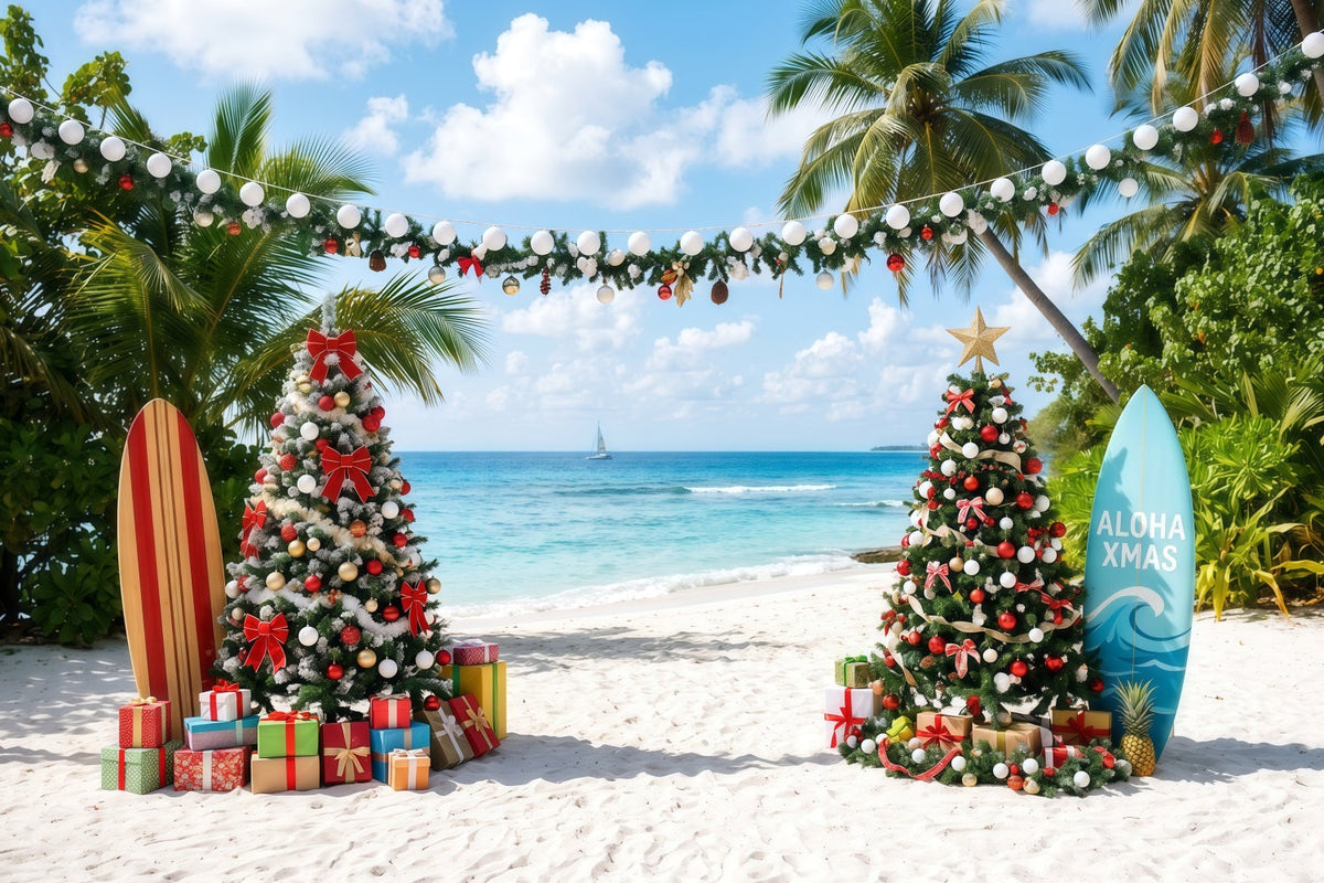 Tropischer Weihnachtshintergrund Meer Strand Surfbrett-Dekoration RR610-87
