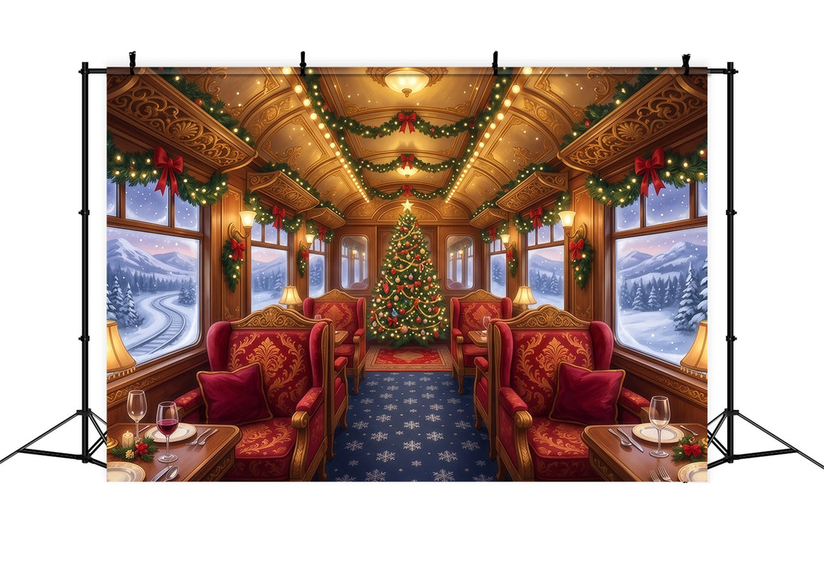 Weihnachtlicher Fotohintergrund Festlicher Eisenbahnwagen RR610-91
