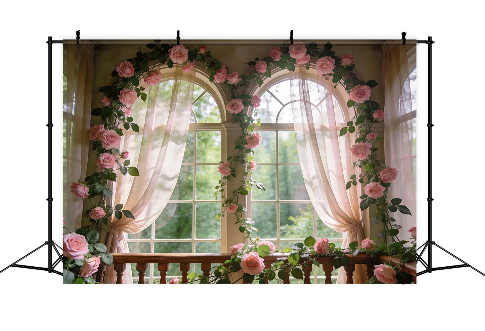 Rosengarten-Hintergrund Zartrosa Blumenfenster Glanz Frühlingsfotografie-Hintergründe RR62-12
