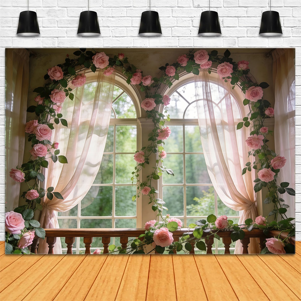 Rosengarten-Hintergrund Zartrosa Blumenfenster Glanz Frühlingsfotografie-Hintergründe RR62-12