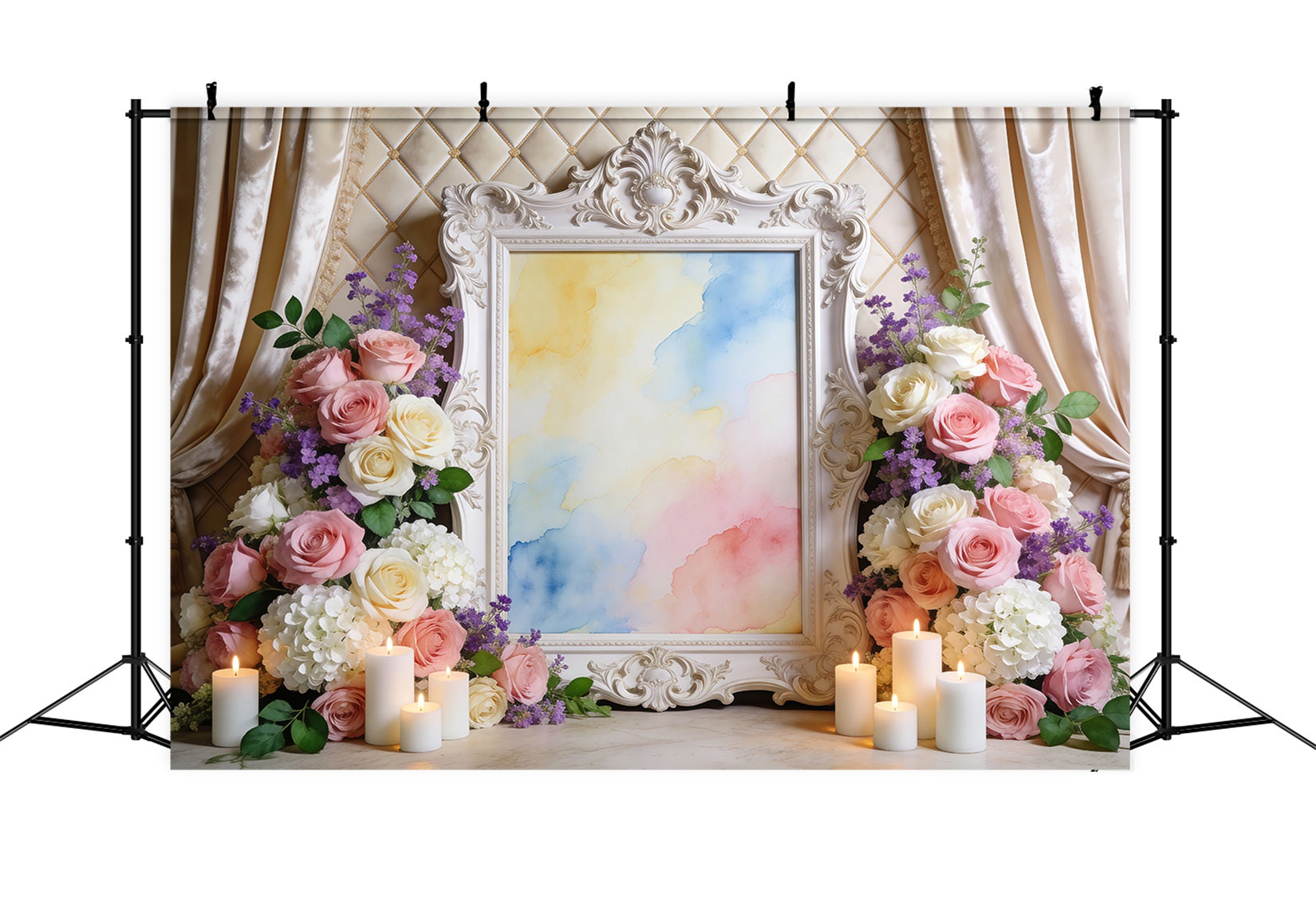 Frühlingshintergrund mit Blumen Verzierter Rahmen Aquarellblumen Ideen für Frühlingshintergründe RR62-2