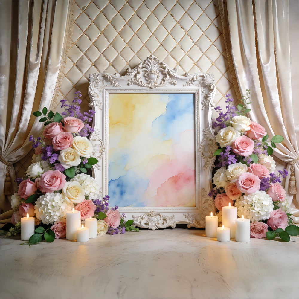 Frühlingshintergrund mit Blumen Verzierter Rahmen Aquarellblumen Ideen für Frühlingshintergründe RR62-2