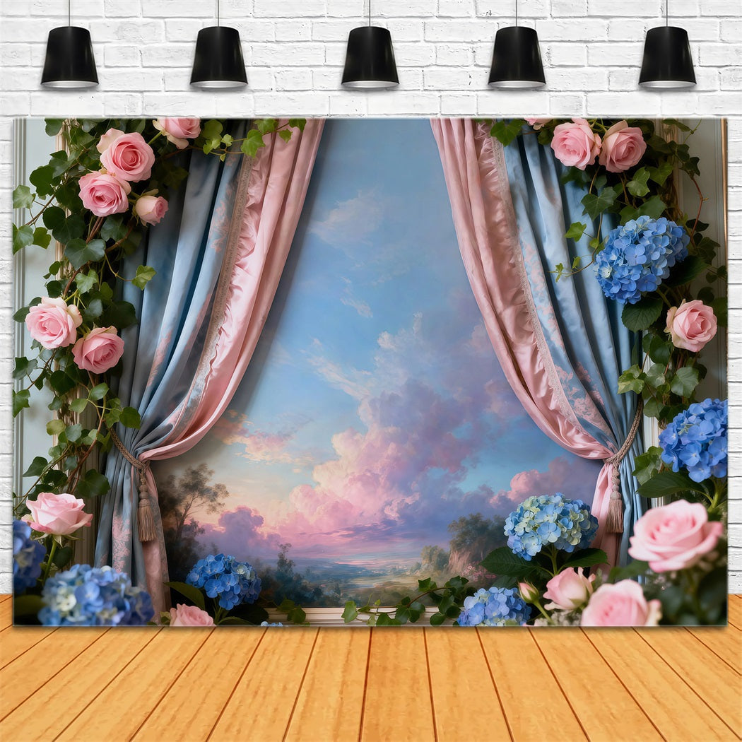 Frühlingsblumen-Hintergrund Romantisches Blumenfenster Blick in den Himmel Blumenbild-Hintergrund RR62-42