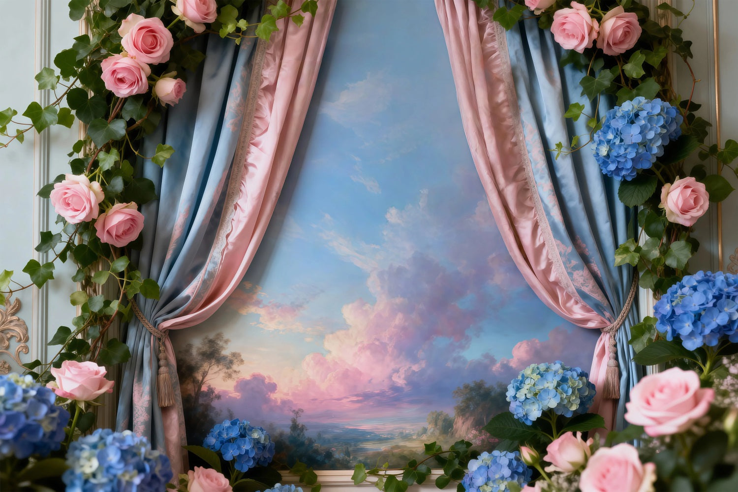 Frühlingsblumen-Hintergrund Romantisches Blumenfenster Blick in den Himmel Blumenbild-Hintergrund RR62-42