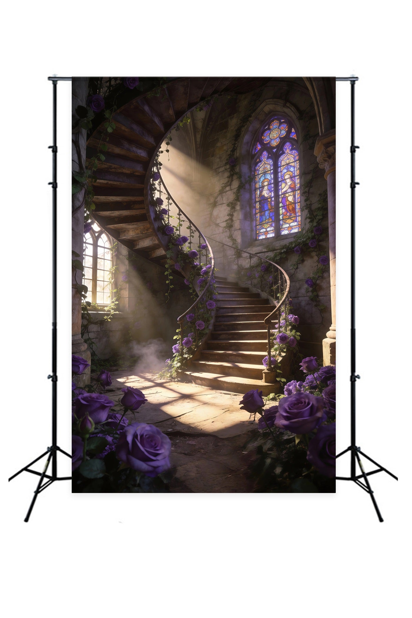 Frühlingsblumen-Hintergrund Lila Rosen Wendeltreppe Blumenbild-Hintergrund RR62-50