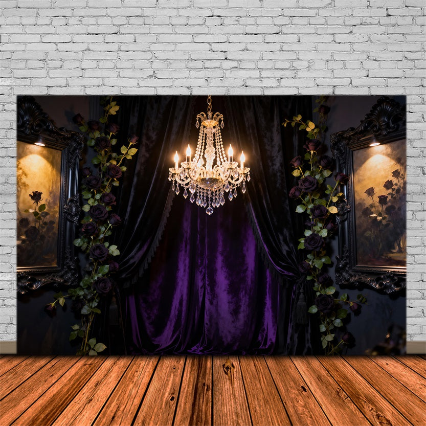 Boudoir-Hintergrundideen Dunkle Romantik Kristallvorhang Antiker Fotohintergrund RR62-70