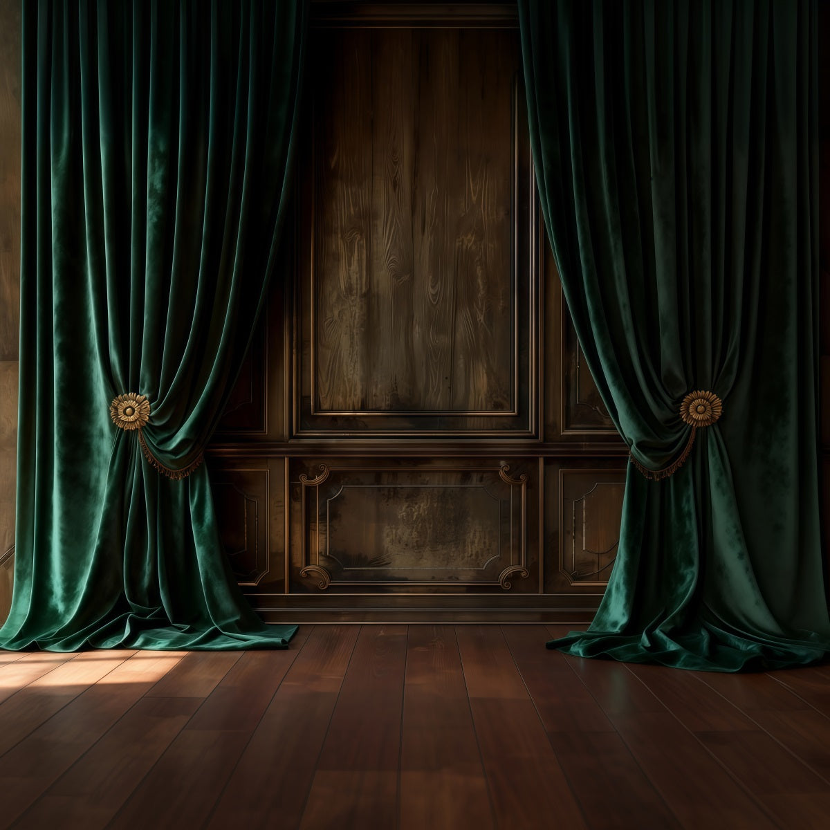 Hintergründe für Boudoir-Fotografie Smaragdgrüner Samt drapierte Holzwand Vintage-Studiohintergrund RR62-85