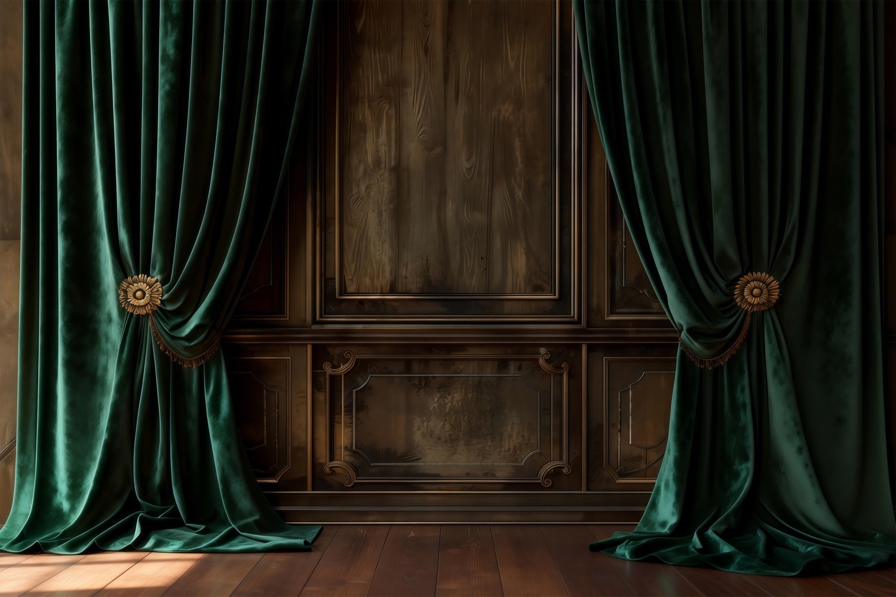 Hintergründe für Boudoir-Fotografie Smaragdgrüner Samt drapierte Holzwand Vintage-Studiohintergrund RR62-85