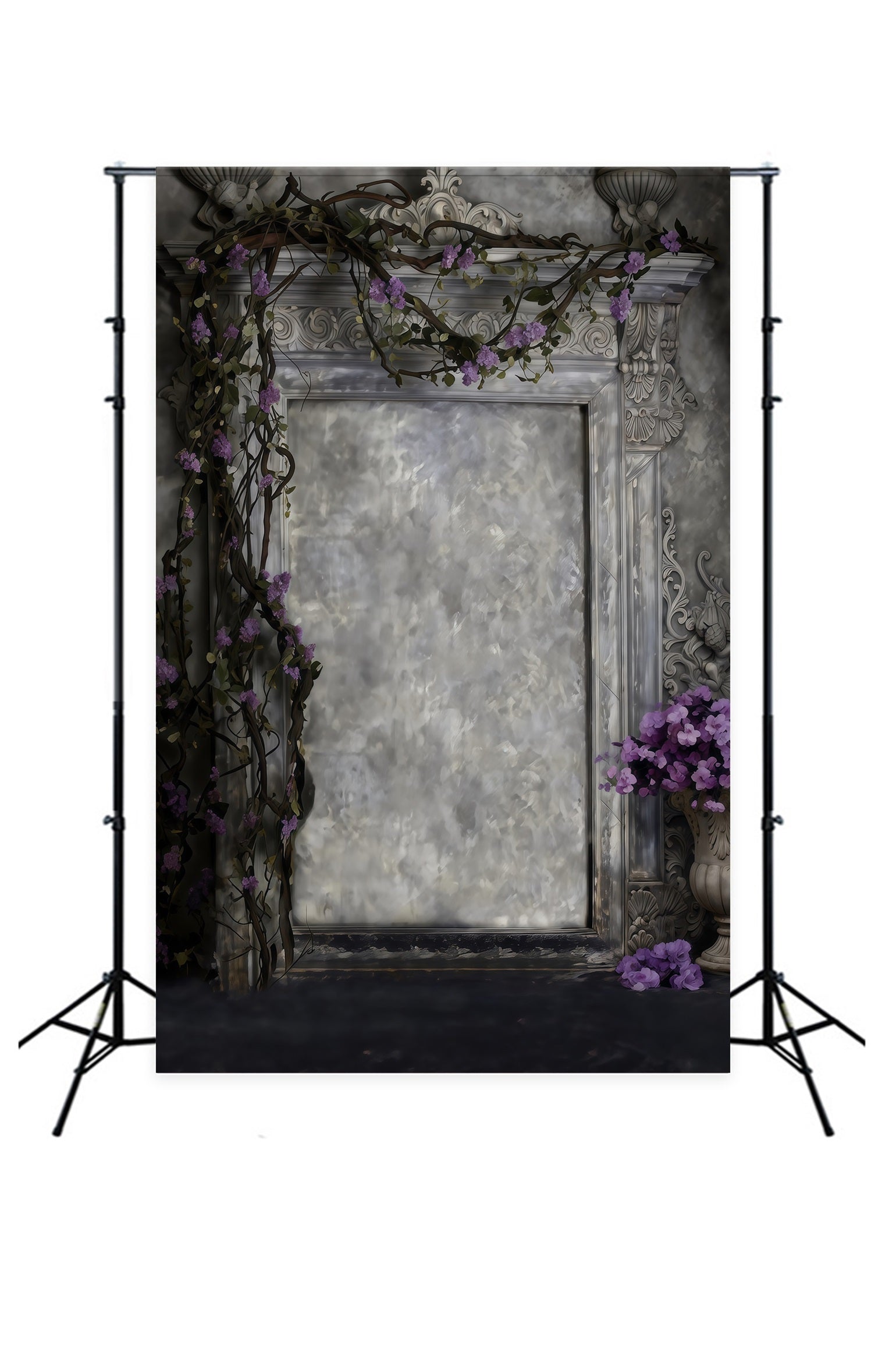 Boudoir-Hintergründe Efeu Geschnitzter Stein Klassischer Torbogen Antike Fotohintergründe RR62-89