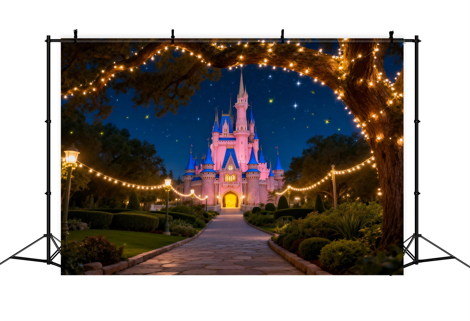 Hintergrund Wald Märchenschloss Nachtlichtpfad Wald-Hintergründe für die Fotografie RR63-132