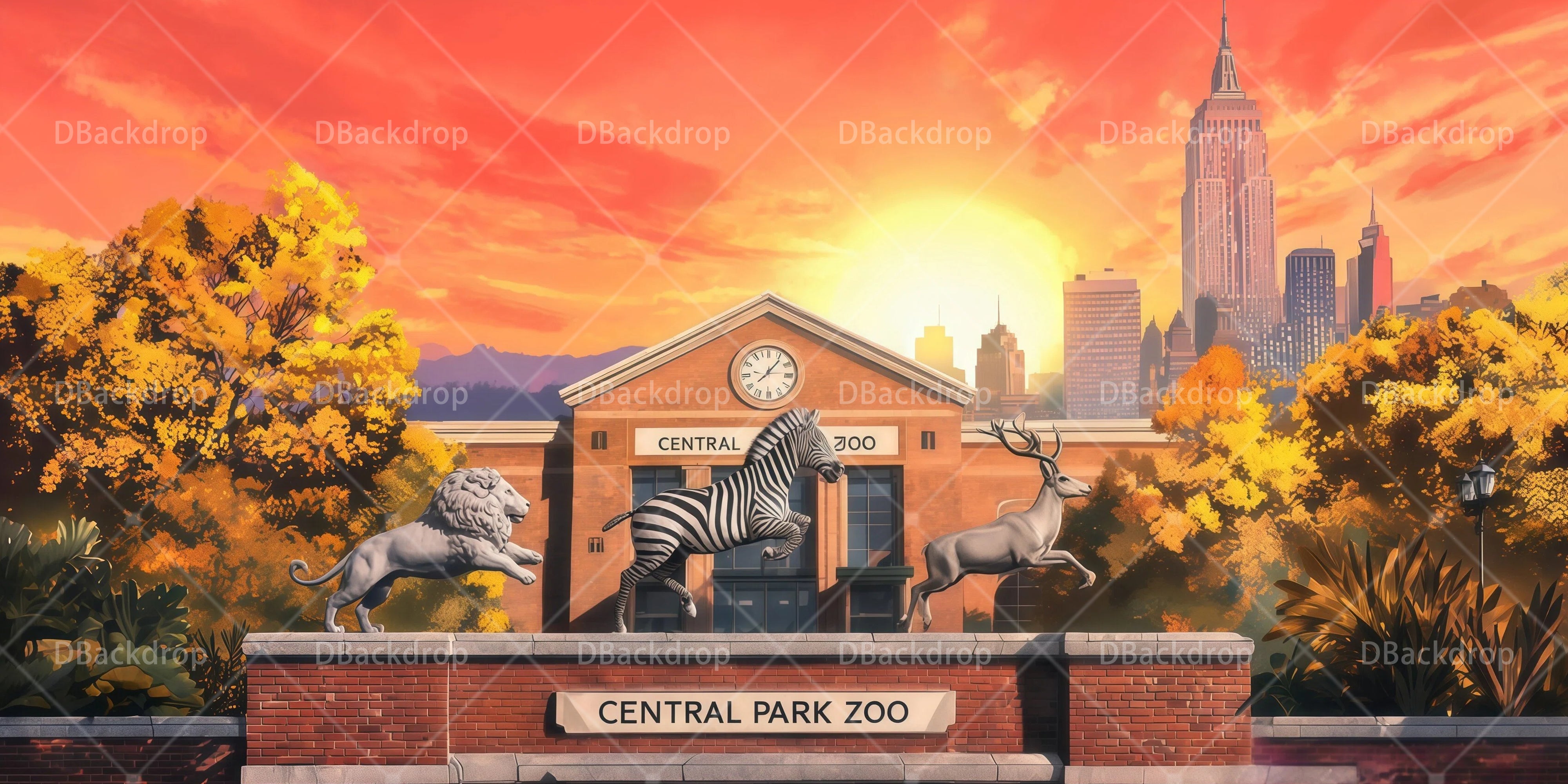 Professionelle Bühnenkulissen Stadtpark und Zoo Kulissen für Aufführungen RR65-T28