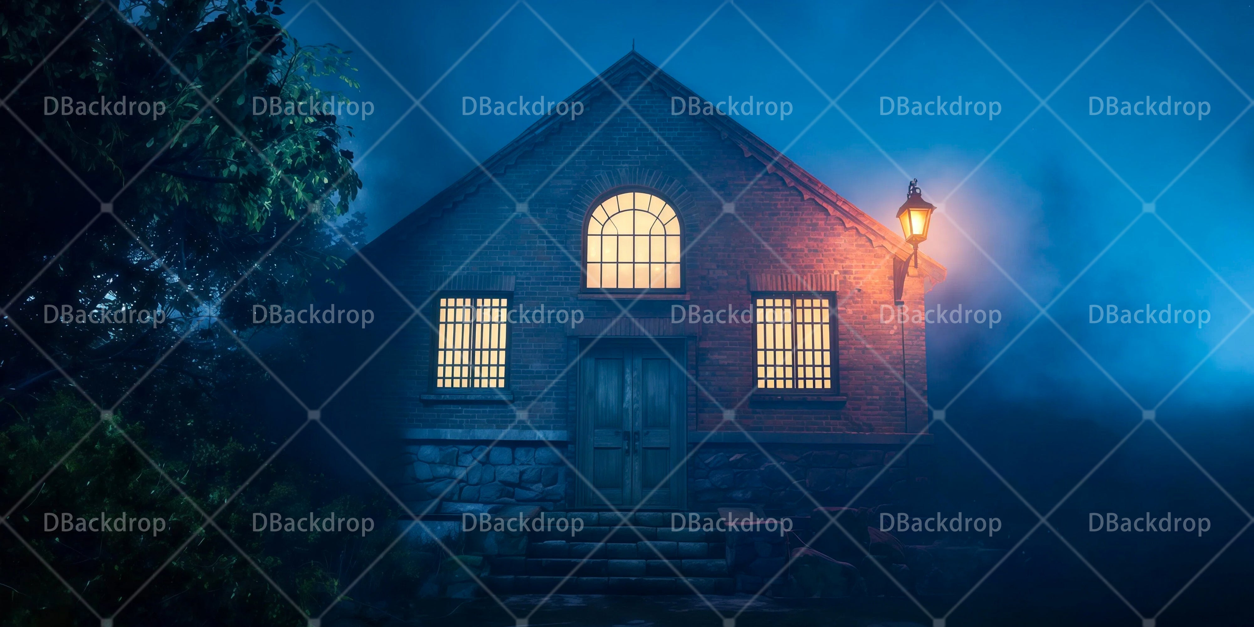 Theater-Hintergrund Landgefängnis bei Nacht Ideen für Bühnenhintergründe RR65-T63