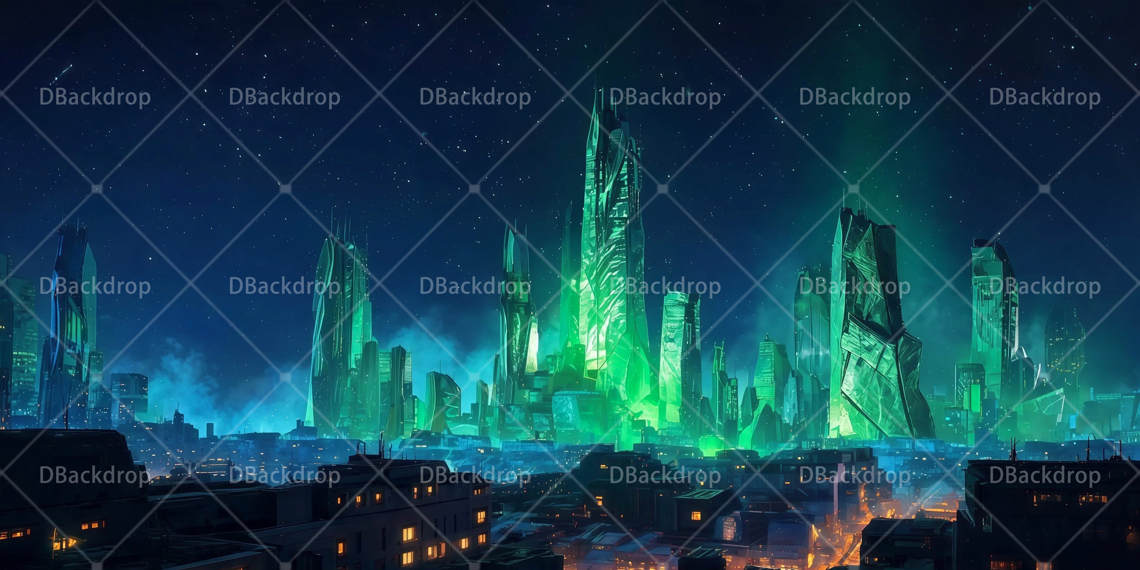 Große Bühnenkulisse futuristische Smaragdstadt für Theater RR65-T97
