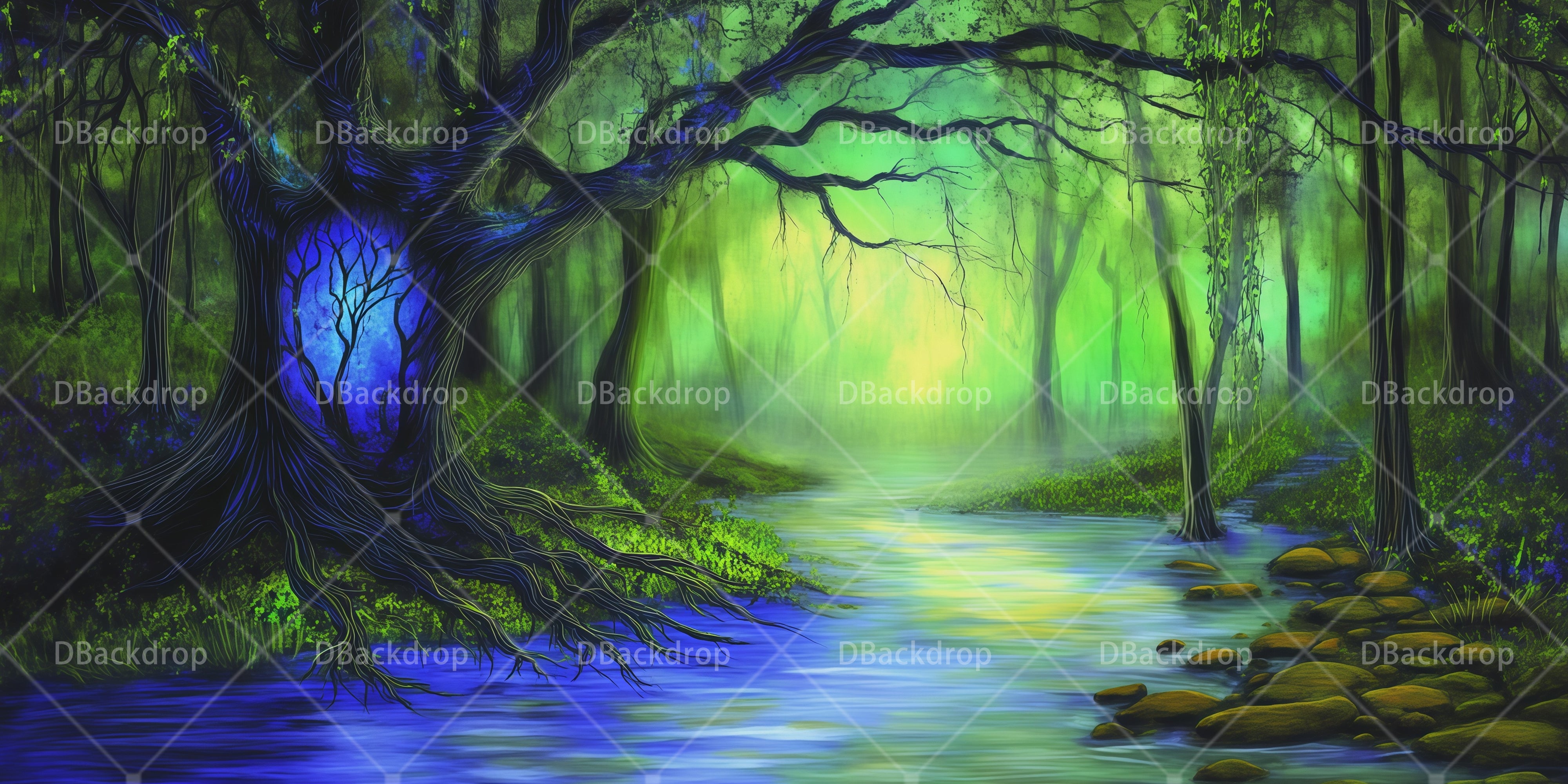 Fantasievolle Sumpflandschaft Waldkulisse für Schultheater RR65-T99