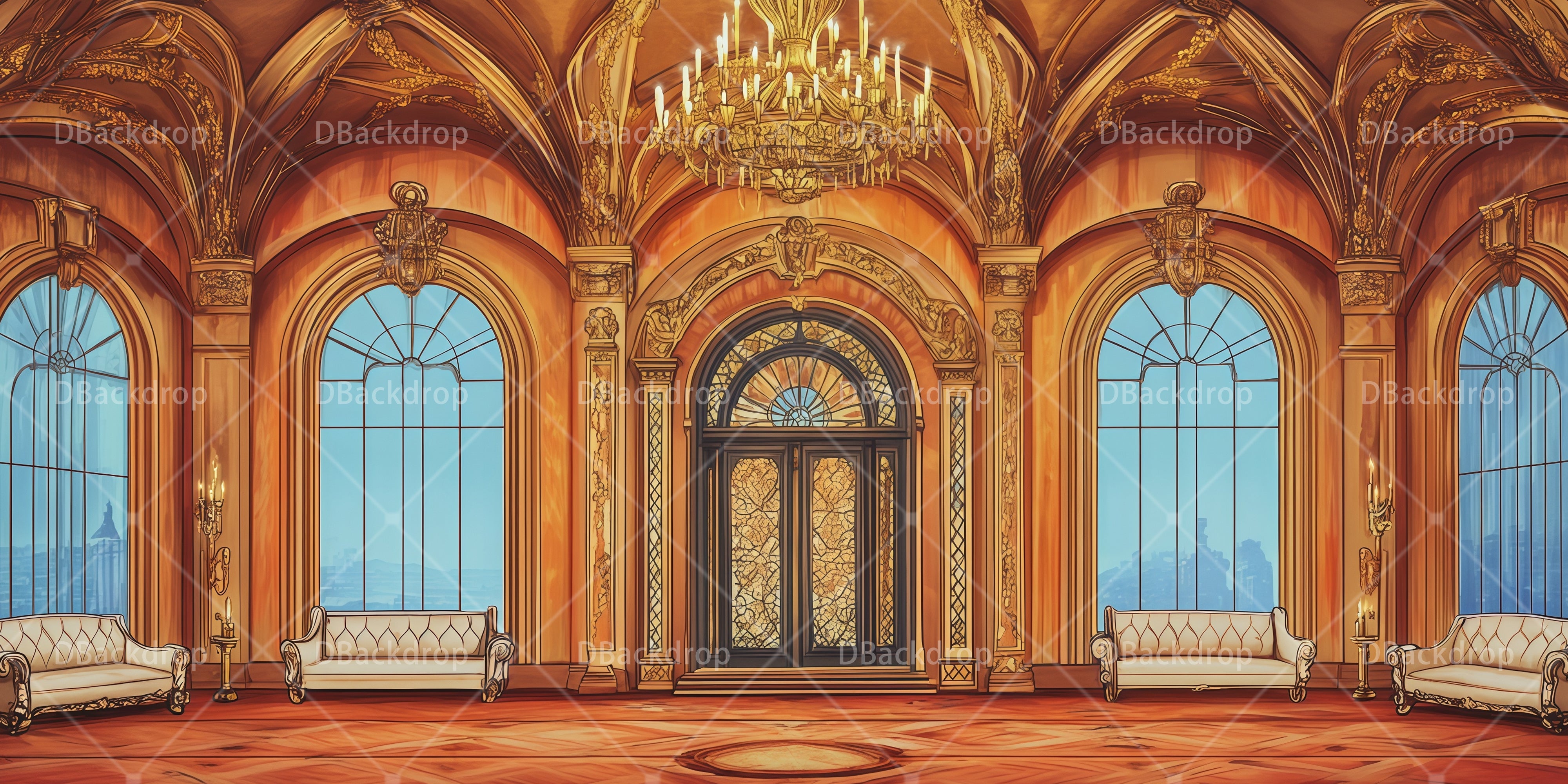 Tanz Bühnenhintergrund Goldener Palastsalon Theaterkulisse RR66-T24