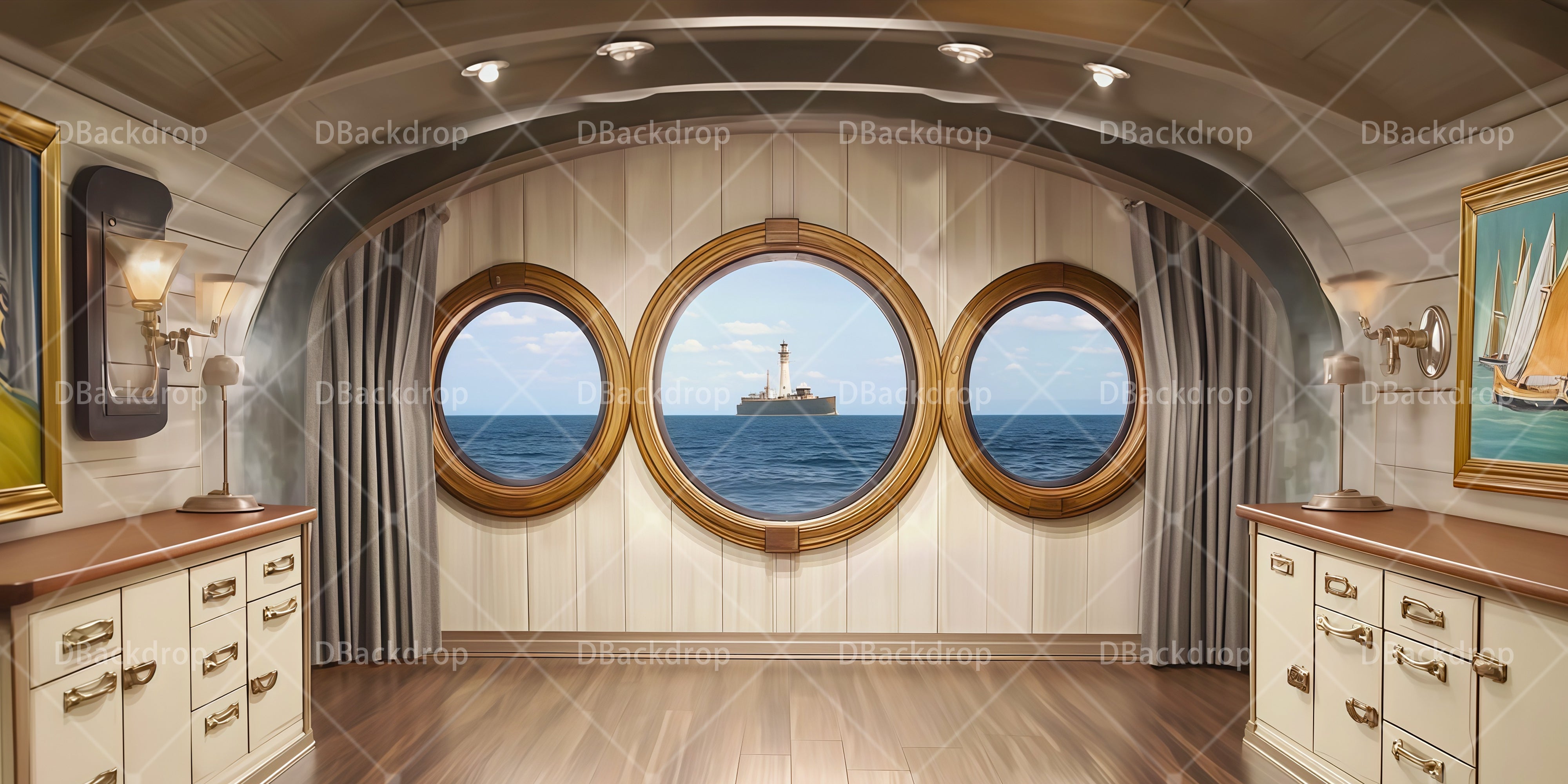 Theaterhintergrund Kreuzfahrtschiff-Kabine Bühnenkulisse RR66-T56