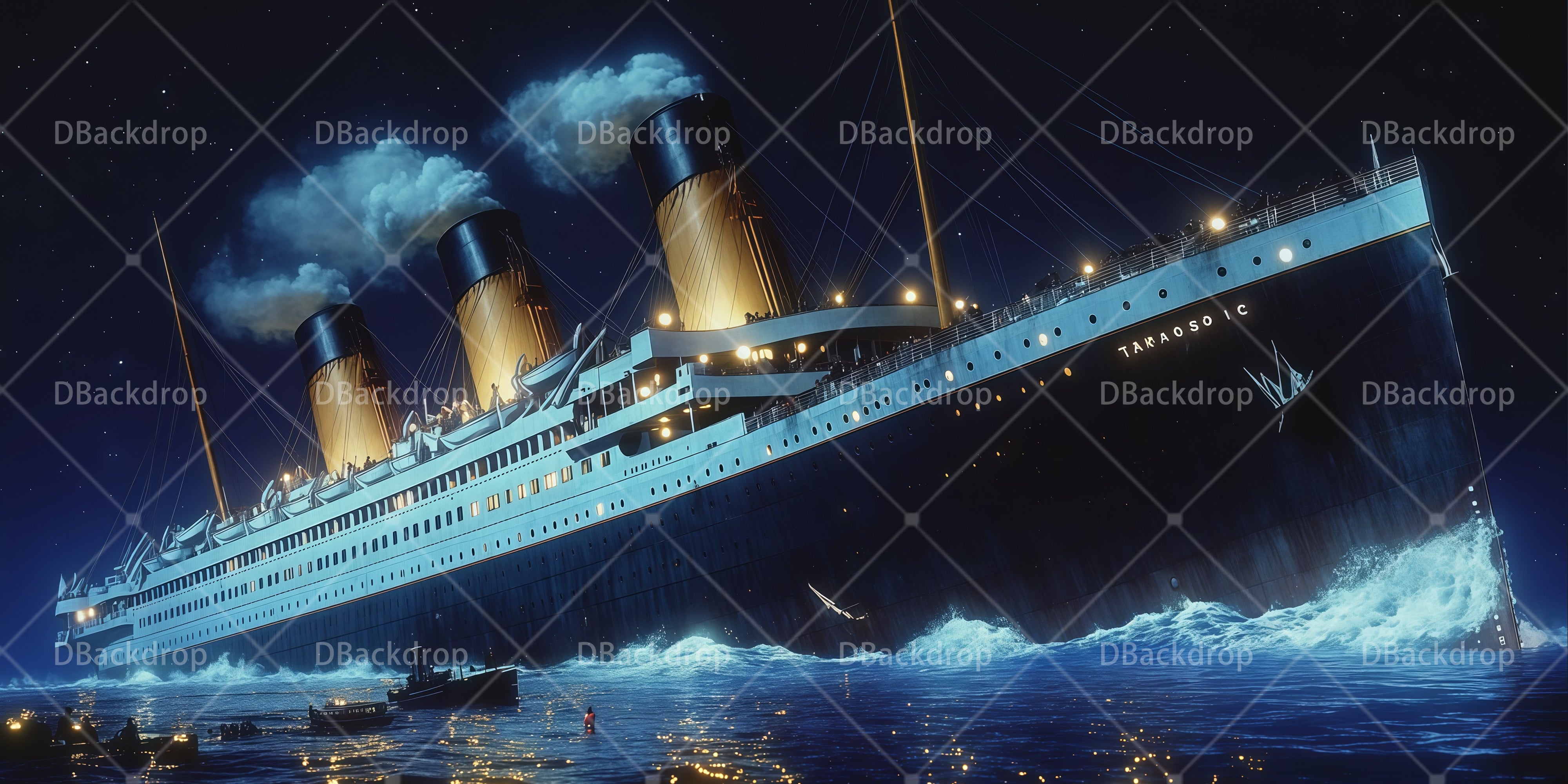 Titanic Untergang Nacht Bühnenkulisse Theaterhintergrund RR66-T65