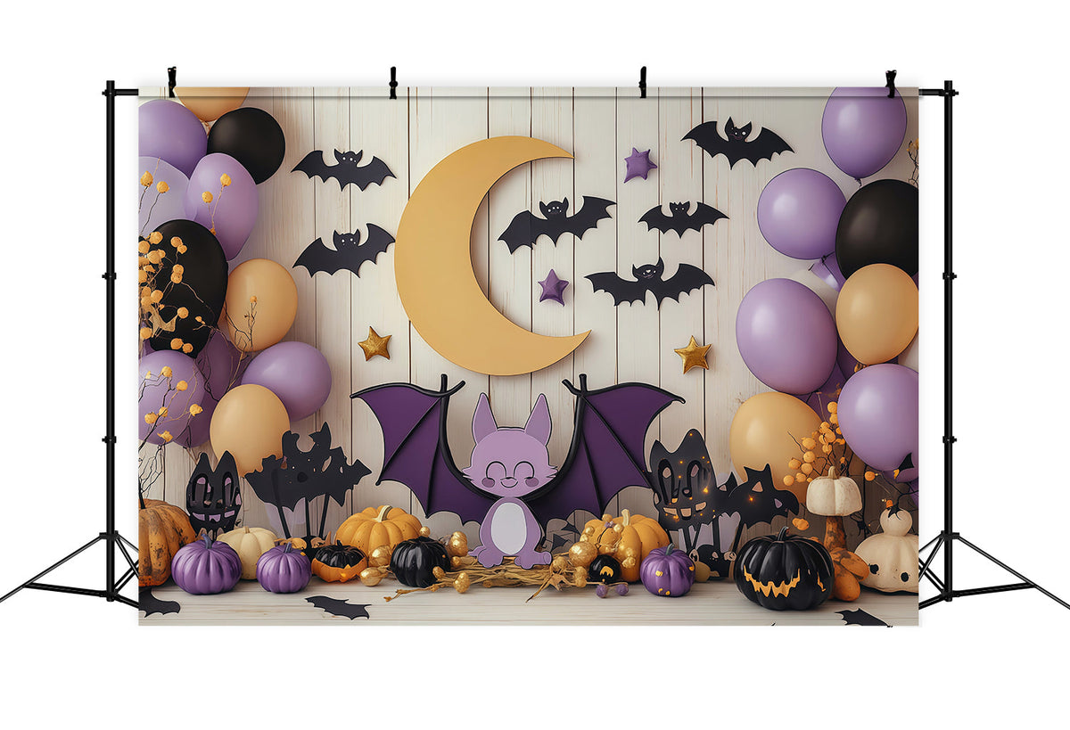 Niedliche Halloween-Hintergründe Fledermaus Mond Ballon Party Halloween-Hintergründe Szenensets RR67-106