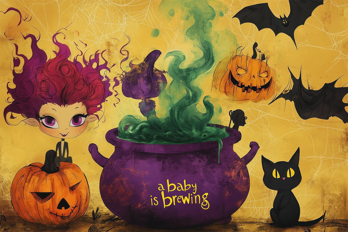 Halloween-Babyparty-Hintergrund Baby-Hexe-Braufeier-Fotografie Halloween-Hintergrund RR67-135