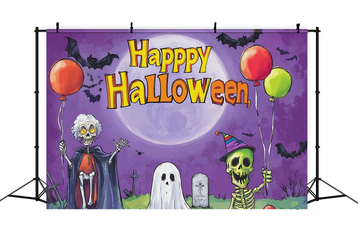 Halloween-Party-HintergrundideenSkelett Geist Ballon Gruselige Halloween-Hintergründe RR67-137