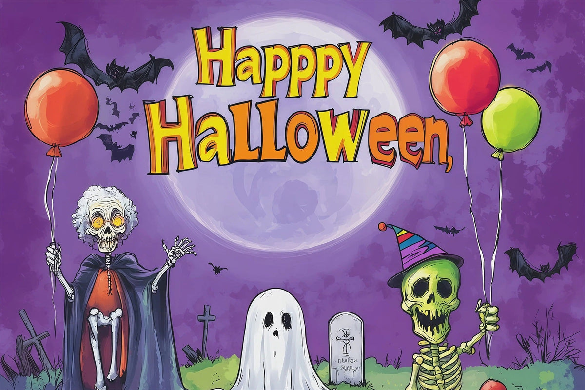 Halloween-Party-HintergrundideenSkelett Geist Ballon Gruselige Halloween-Hintergründe RR67-137