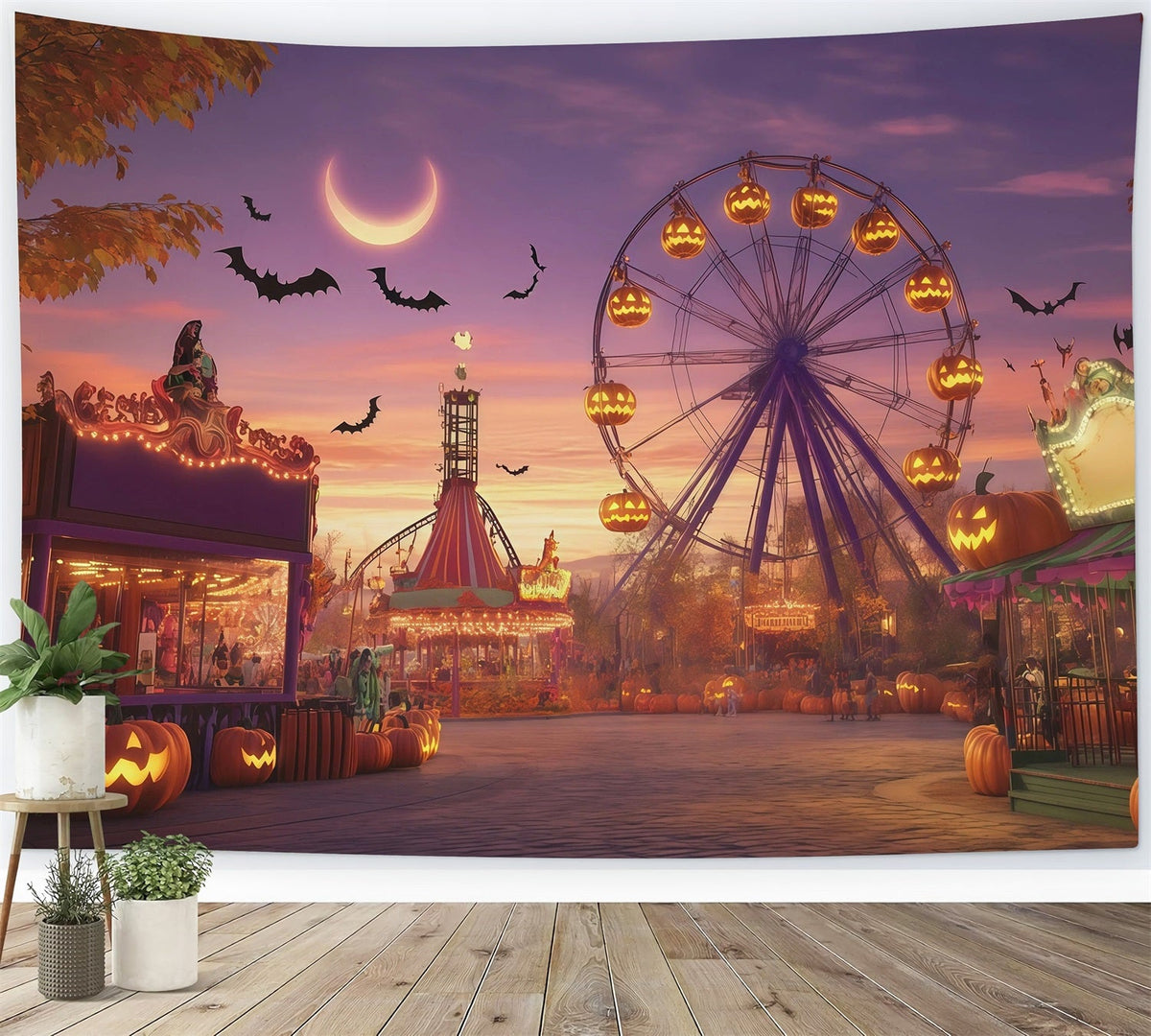 Halloween-Karnevals-Hintergrund Halbmond Kürbis Diy Halloween-Hintergrund RR67-139