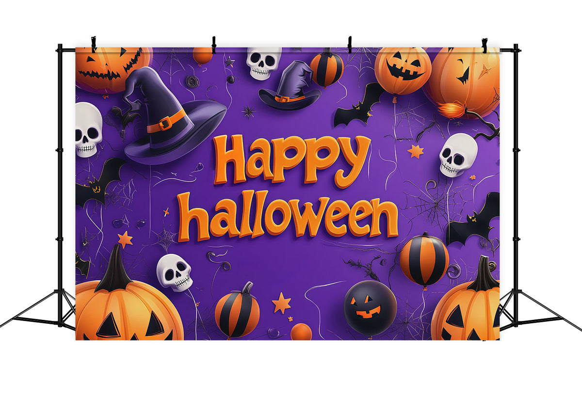 Halloween-HintergrundideenDiy-Kürbis-Totenkopf-Ballonparty Lila Halloween-Hintergrund RR67-143