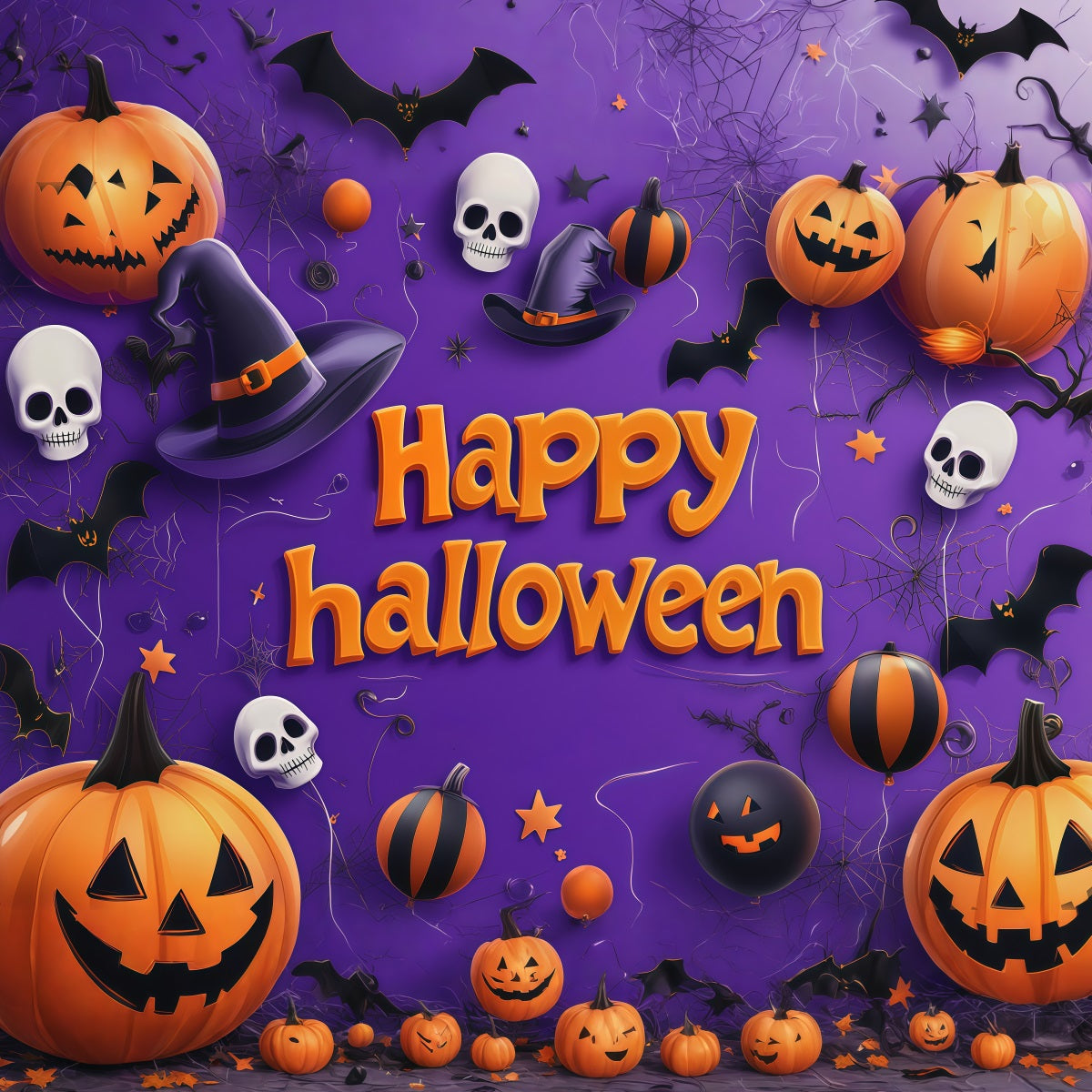 Halloween-HintergrundideenDiy-Kürbis-Totenkopf-Ballonparty Lila Halloween-Hintergrund RR67-143
