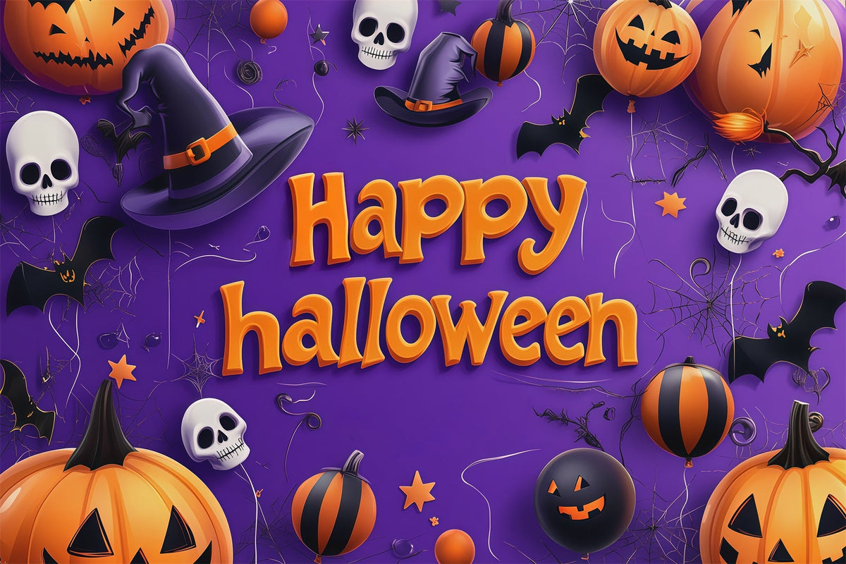 Halloween-HintergrundideenDiy-Kürbis-Totenkopf-Ballonparty Lila Halloween-Hintergrund RR67-143