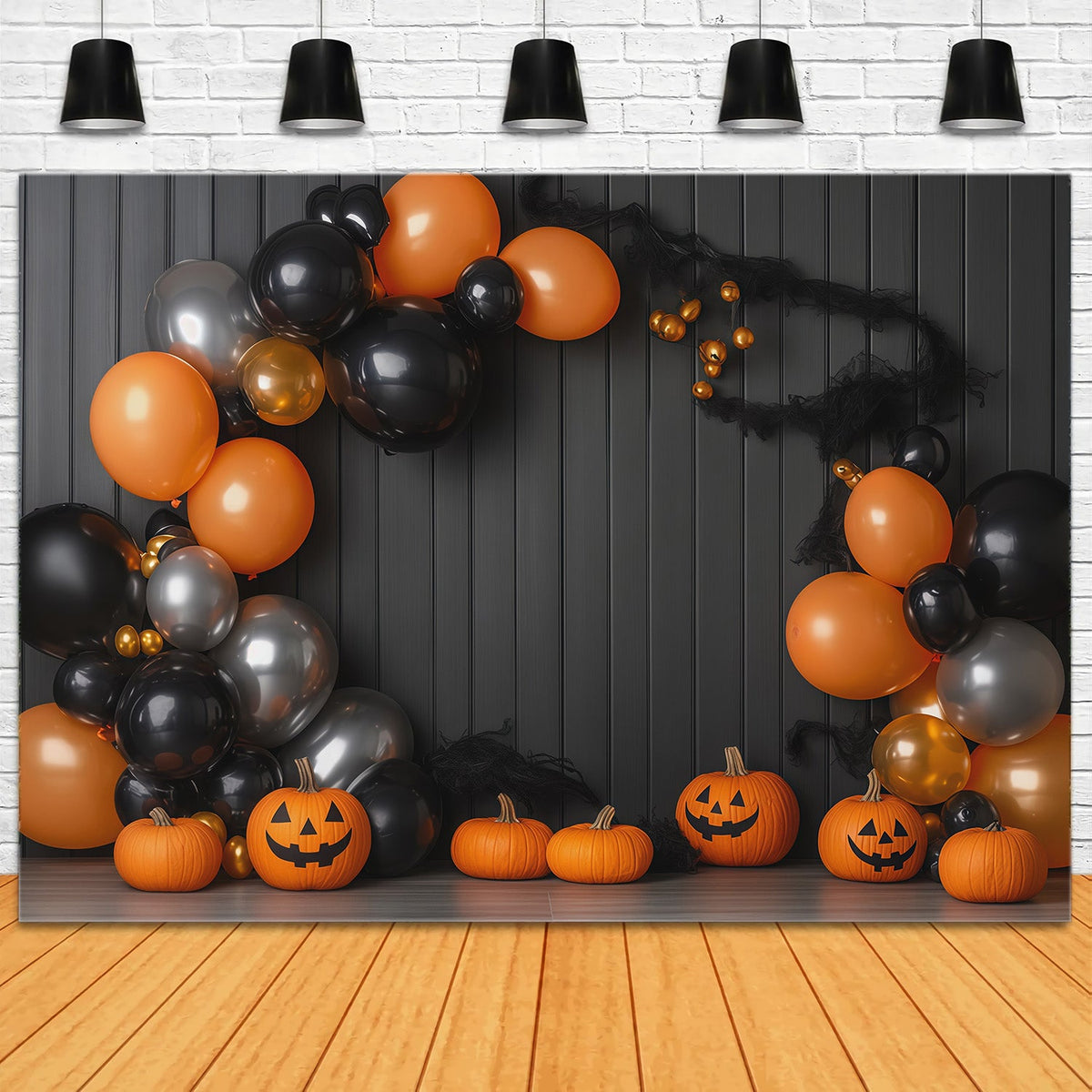 Halloween-FotohintergrundKürbis-Ballon-Partybogen Diy-Halloween-Fotohintergrund RR67-149