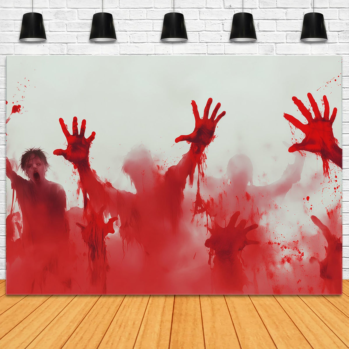 Halloween-BlutkulisseBlutige Zombie-Handabdrücke RR67-151