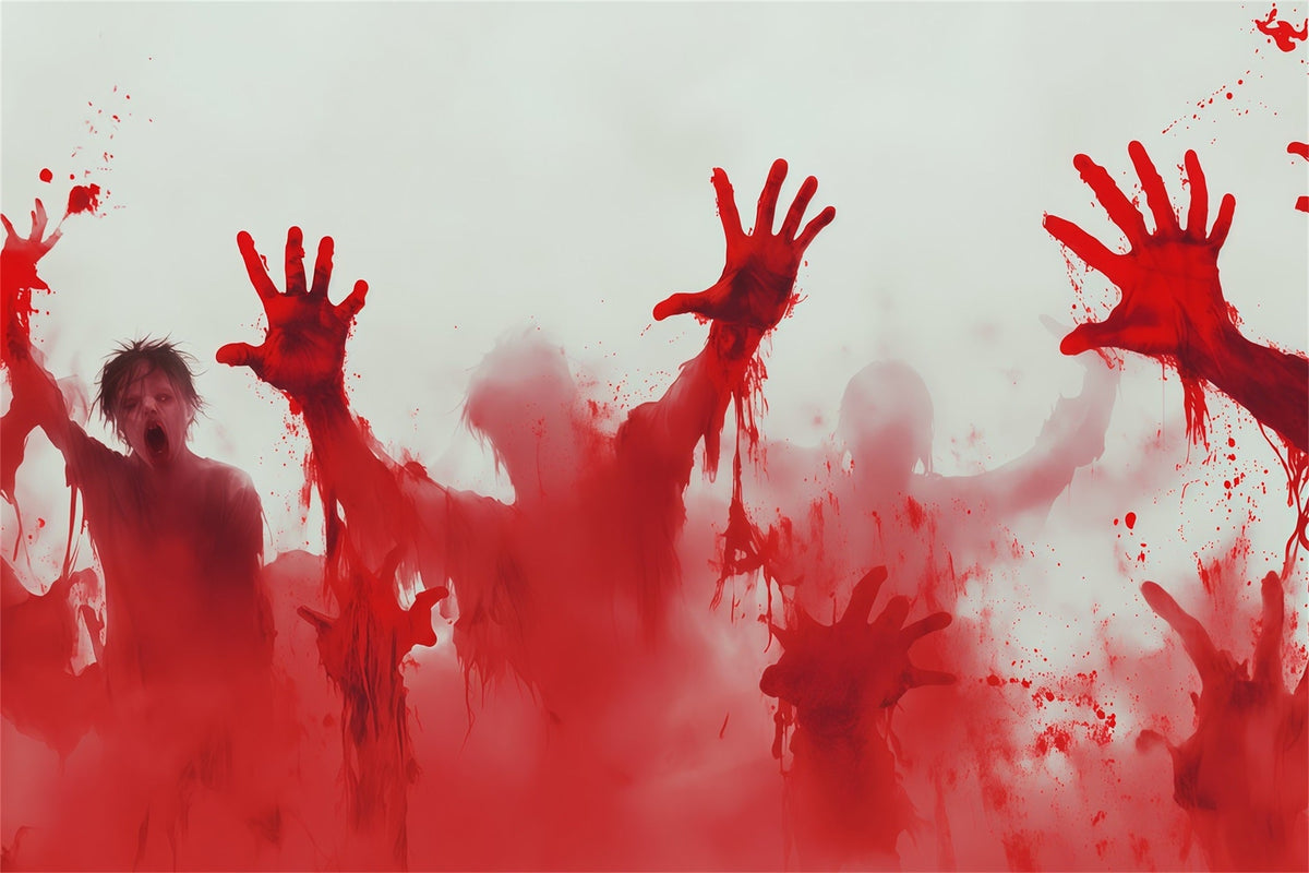 Halloween-BlutkulisseBlutige Zombie-Handabdrücke RR67-151