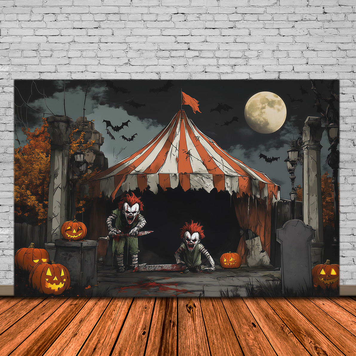 Gruseliger Clown-Hintergrund Mondlicht-Killer-Zirkus-Halloween-Themenhintergründe RR67-172