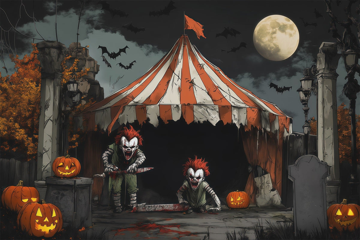 Gruseliger Clown-Hintergrund Mondlicht-Killer-Zirkus-Halloween-Themenhintergründe RR67-172