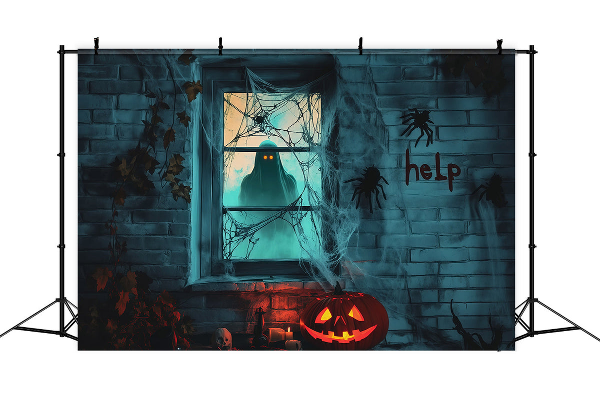 Gruselige Mädchen-Fensterkulisse Unheimliche Geisternetze Halloween-Garagekulisse RR67-188
