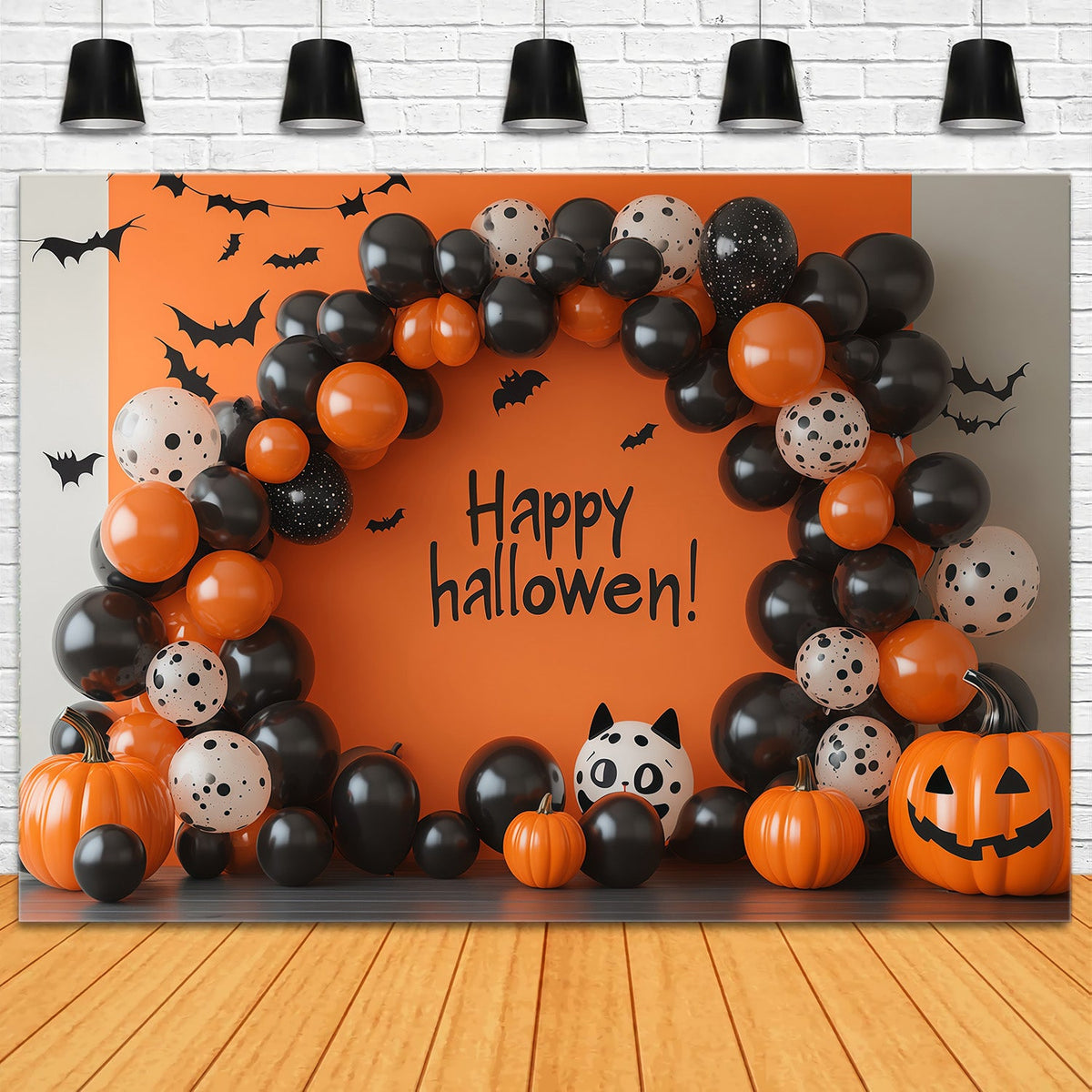 Halloween-Hintergrund Mit Luftballons Schwarz-Orange Dekoration Diy-Ideen Für Halloween-Hintergründe RR67-189