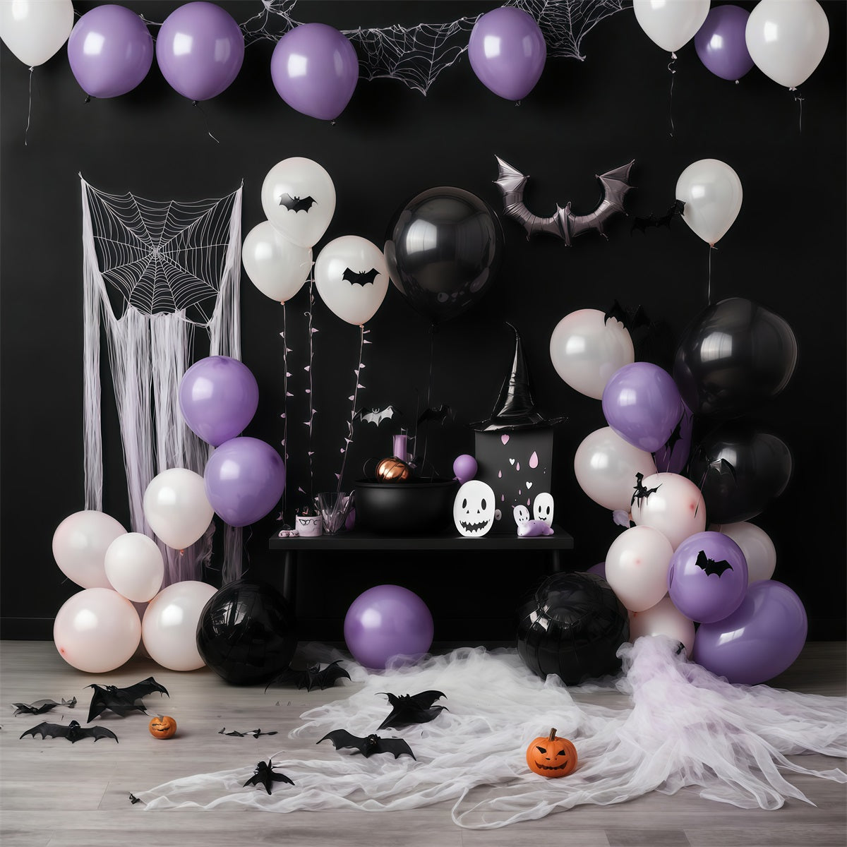 Halloween-Ballonbogen-Hintergrund Hexenkessel-Party Halloween-Babyparty-Hintergrund RR67-198