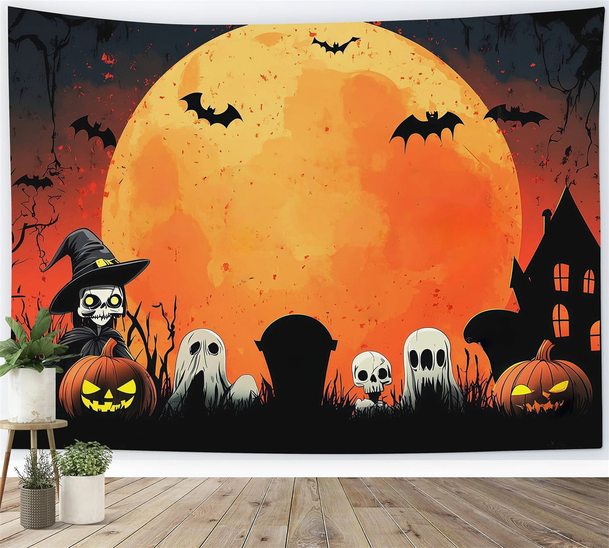 Halloween-Fotohintergrund Orange Moon Ghost Gathering Für Halloween-Partys RR67-20