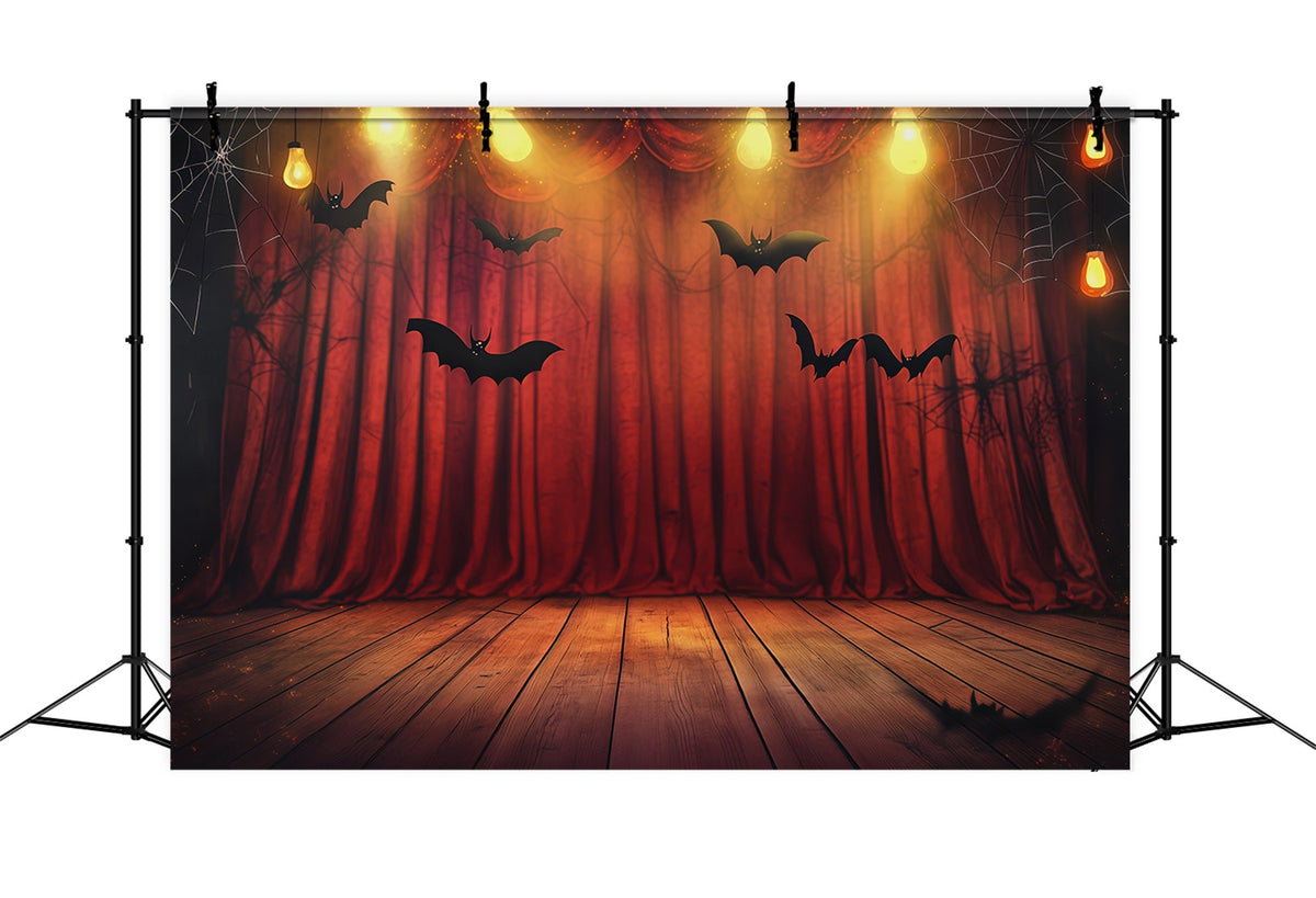 Halloween-Bühnenhintergrund Roter Vorhang Fledermaus-Bühne Halloween-Fotografie-Hintergründe RR67-35