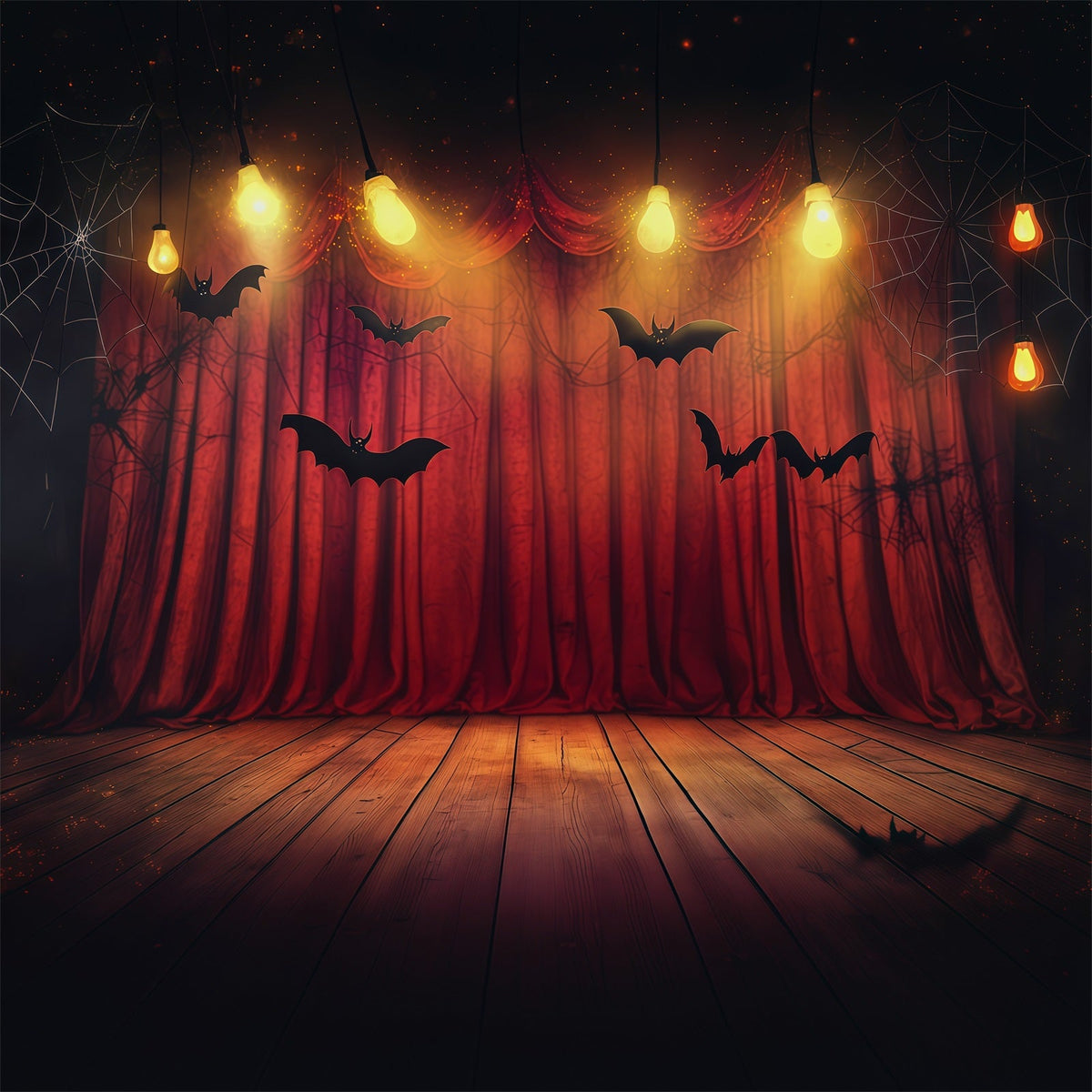 Halloween-Bühnenhintergrund Roter Vorhang Fledermaus-Bühne Halloween-Fotografie-Hintergründe RR67-35